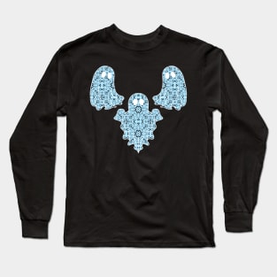 Halloween Ghost Native Ojibwe Floral by Niibidoon Long Sleeve T-Shirt